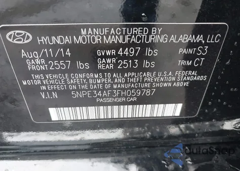 2015 Hyundai Sonata Limited from USA, damaged, VIN 5NPE34AF3FH059787